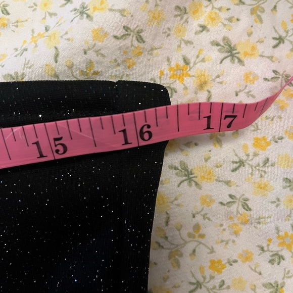 Vintage Asymmetrical Black Glitter Mesh Bandeau Top - Picture 3 of 4